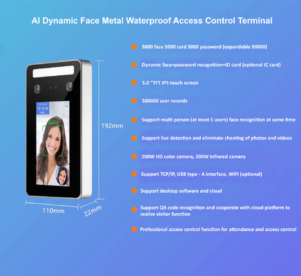 AI Dynamic Face Recognition Control Access Control 0.2s Recognition Speed