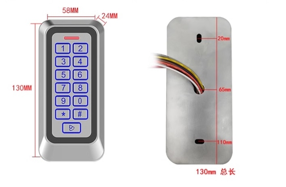 قاب فلزی درب IP67 EM / MF کارت کنترل دسترسی با صفحه کلید روشن