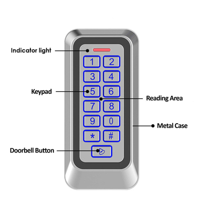 قاب فلزی درب IP67 EM / MF کارت کنترل دسترسی با صفحه کلید روشن